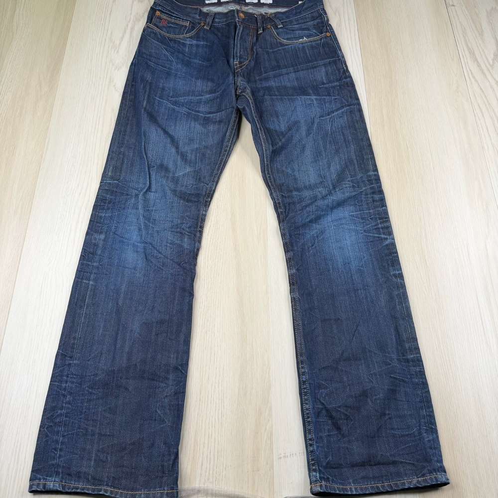 Paul Smith Red Ear Mens Blue Cockle Pippin Dark Wash Denim Bootcut Jeans Size 30